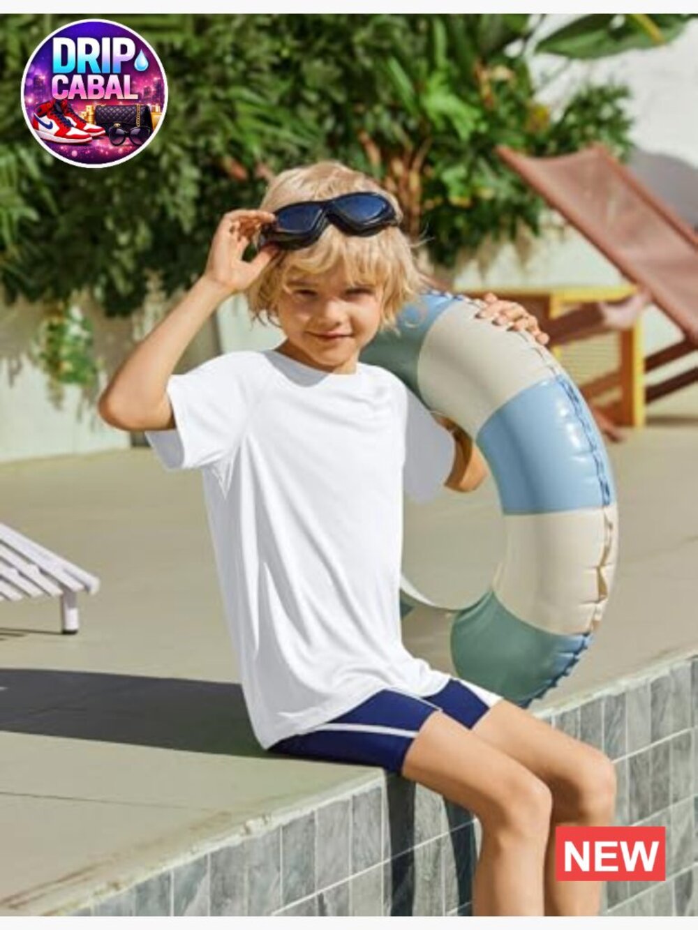 Boys UPF 50+ Rash Guard Swim Shirt Short Sleeve Quick Dry Sun Protection - Picture 3 of 7